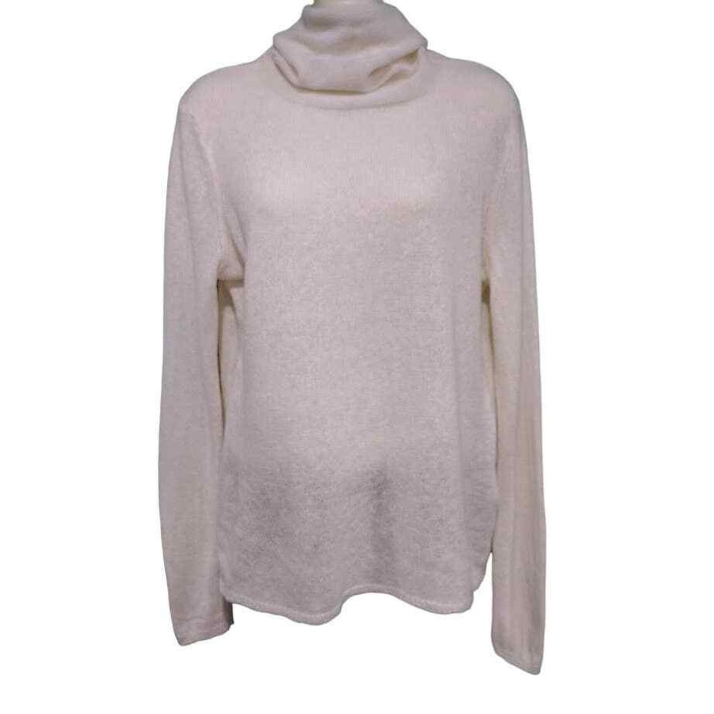 Banana Republic High‎ Neck Long Sweater Made of Italian Yarn, Cream, Size M